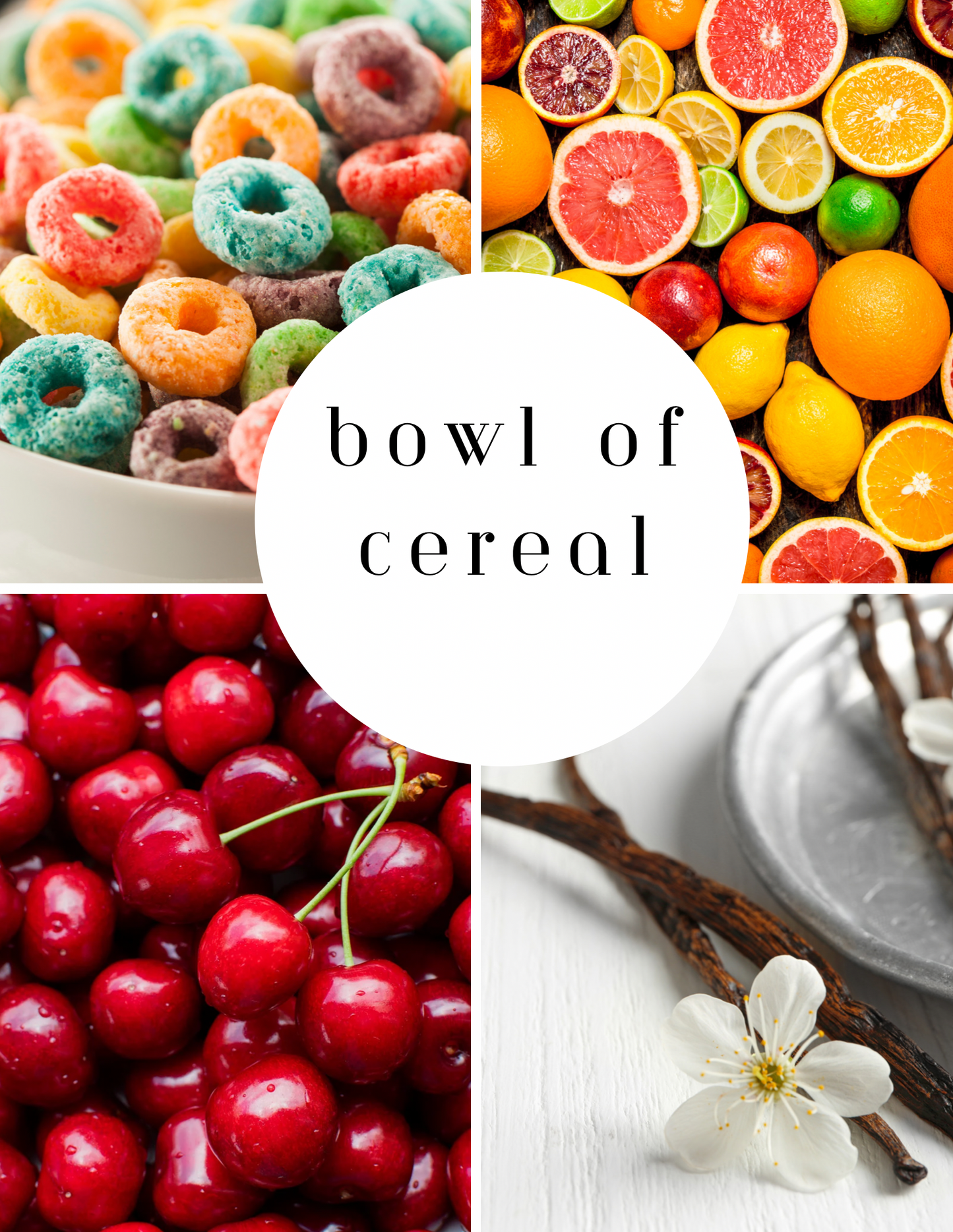 Bowl of Cereal Concrete Candle Product Description, fruit loops