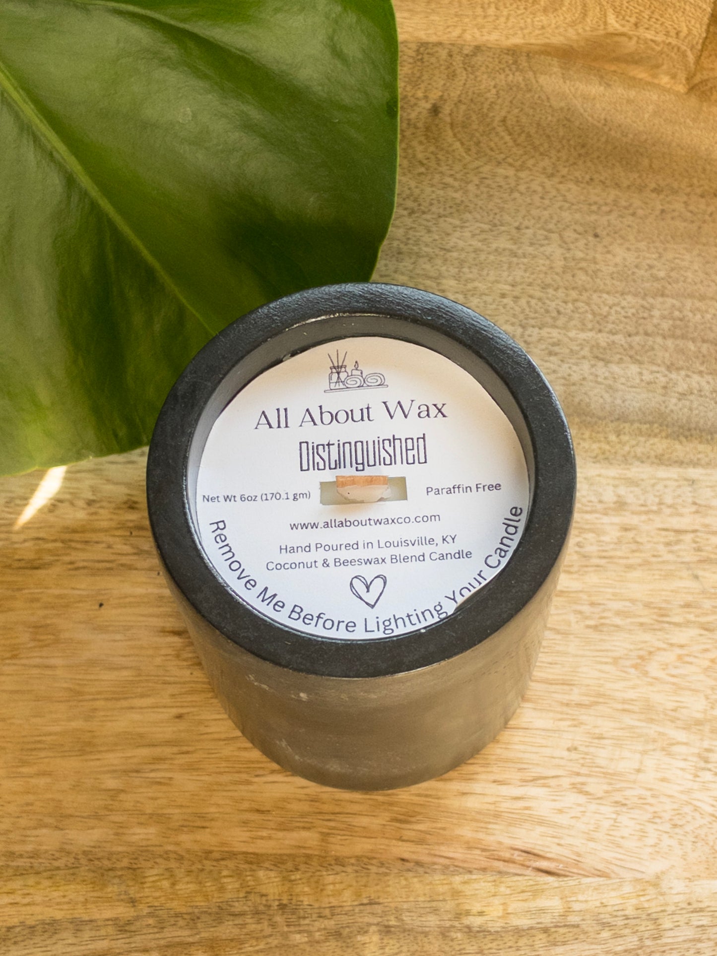 Distinguished, Black, spa scent, wooden wick candle, Dust cover