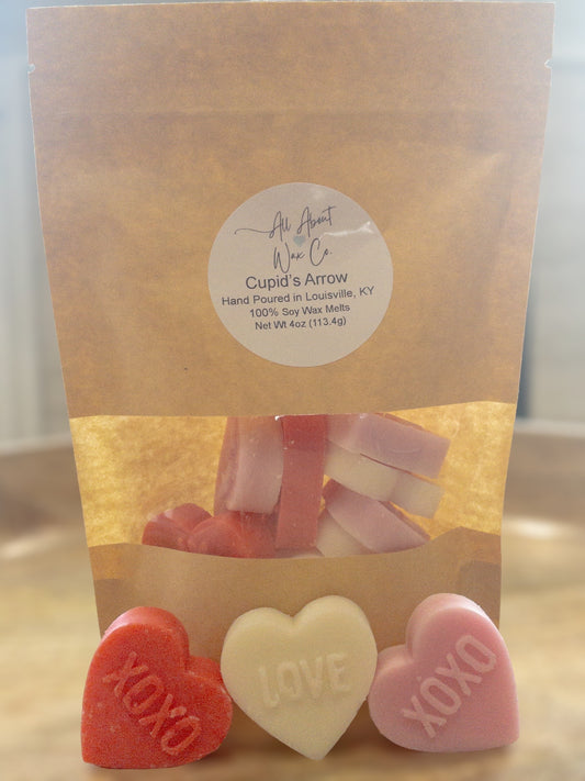 Cupid’s Arrow (Prosecco and Plum), white, pink, and red, heart shaped, up close 