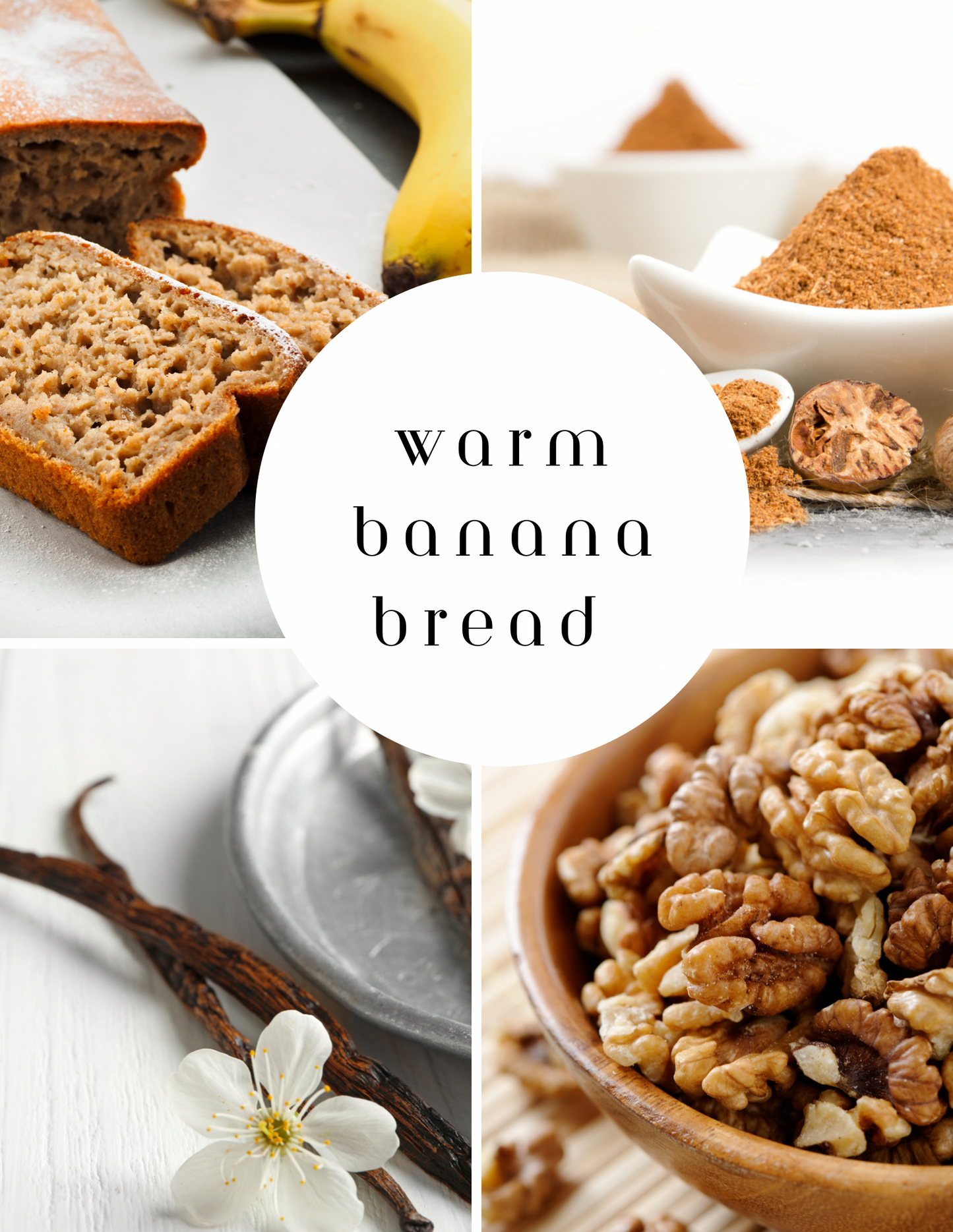 Warm Banana Bread - Wooden Wick Concrete Candle- 7 Ounces